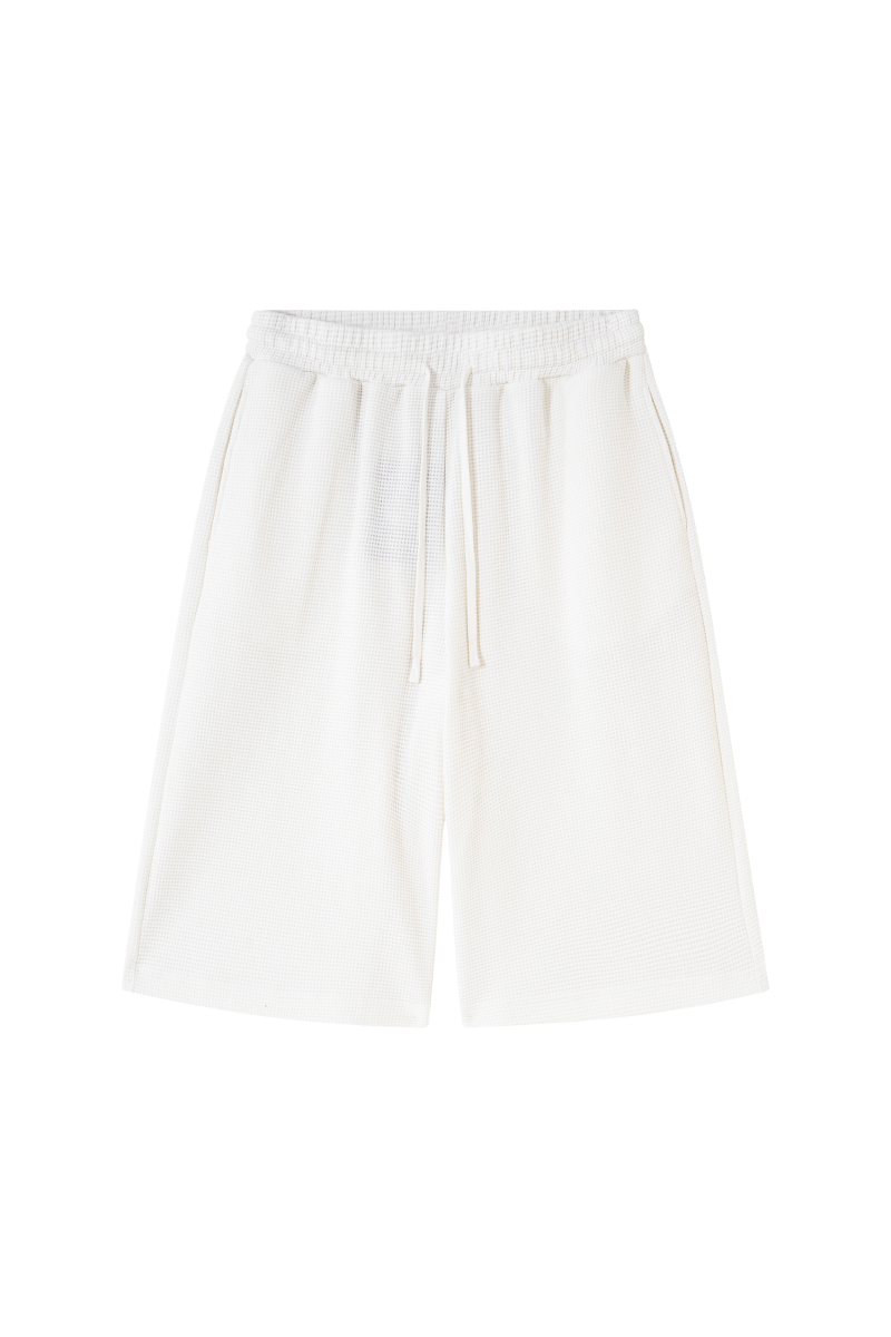 Unisex Waffle Knit Breathable Loose Fit Knee Length Shorts