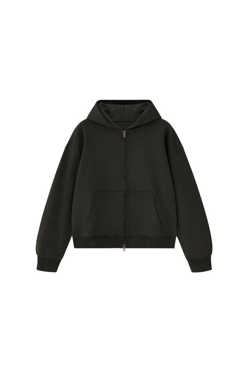 Unisex Fall 100% Cotton Terry Double-Zip Hooded Jacket