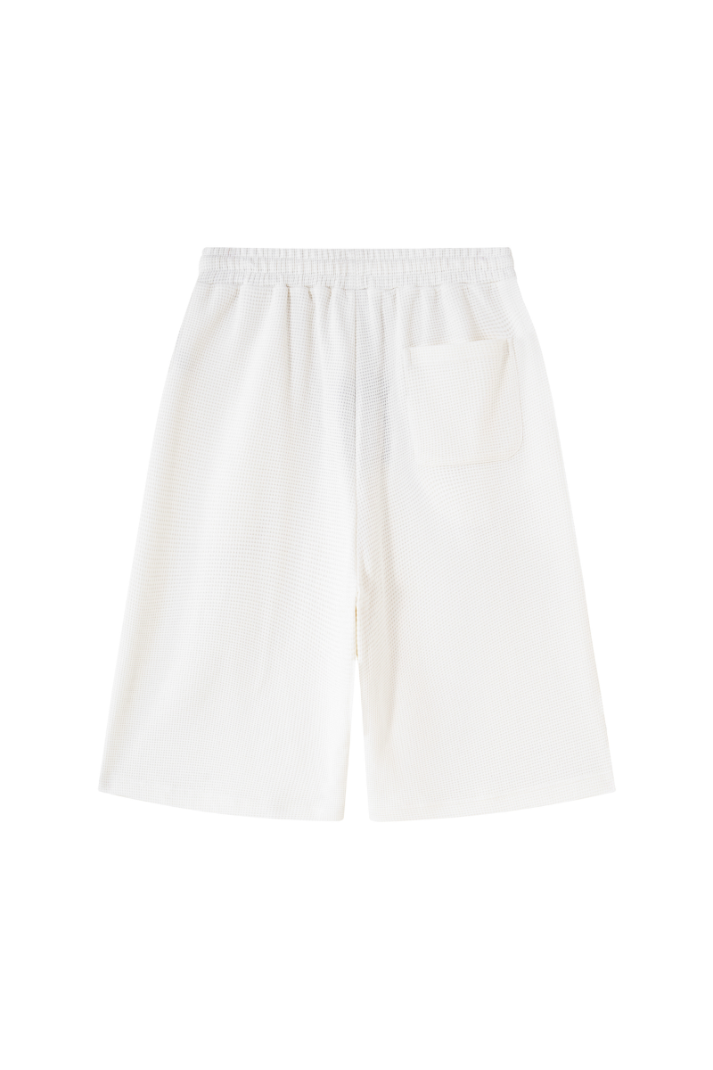Unisex Waffle Knit Breathable Loose Fit Knee Length Shorts