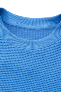 Men's Drop Shoulder Loose Crew Neck Waffle Knit T-shirt