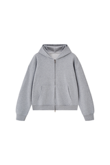 Unisex Fall 100% Cotton Terry Double-Zip Hooded Jacket