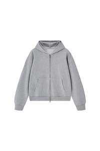 Unisex Fall 100% Cotton Terry Double-Zip Hooded Jacket