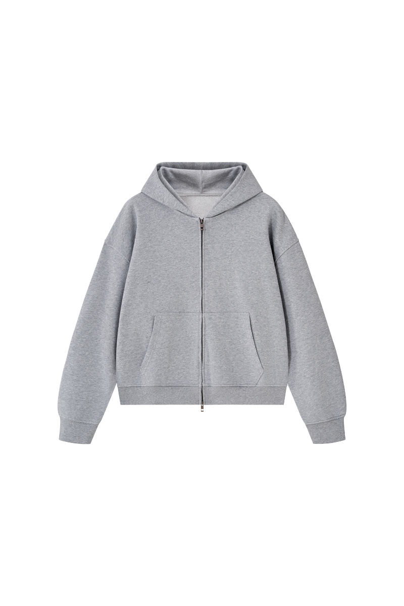 Unisex Fall 100% Cotton Terry Double-Zip Hooded Jacket
