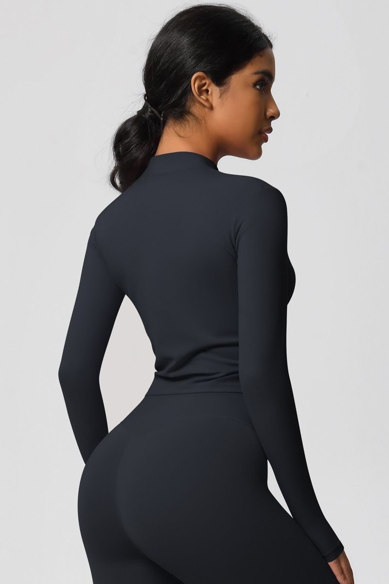 Women's round neck front zipper sports jacket