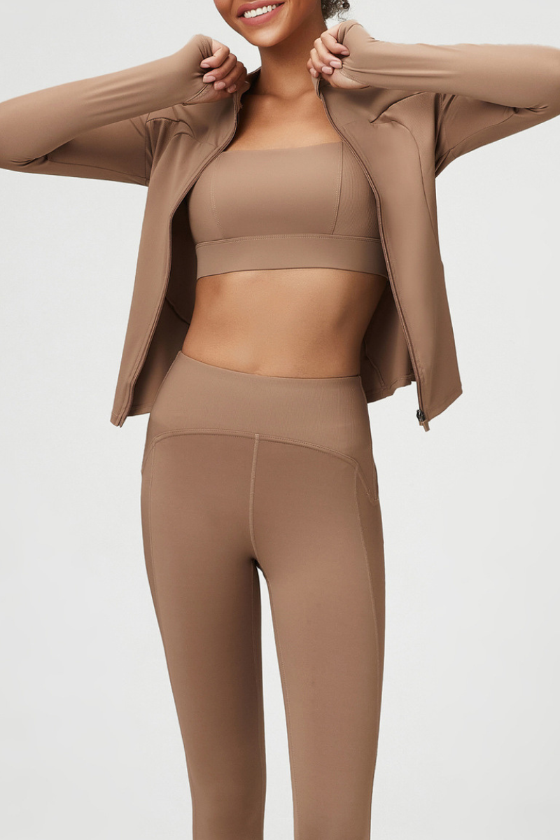 Classic Plus Size Bare Feel Three-piece Yoga Wear Set