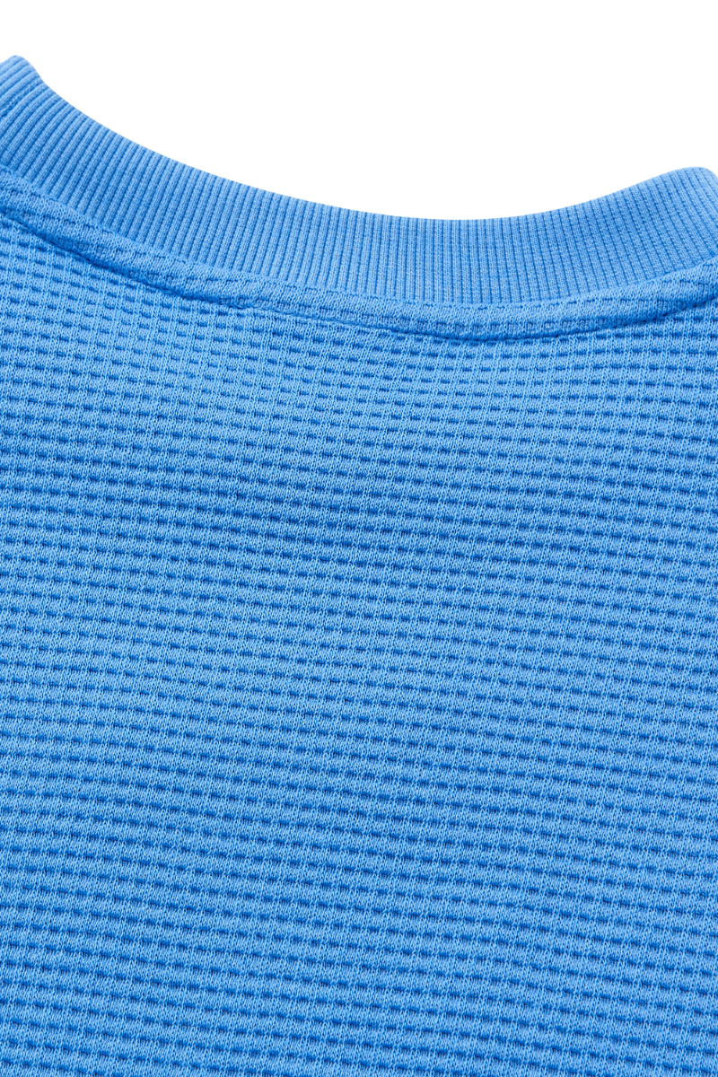 Men's Drop Shoulder Loose Crew Neck Waffle Knit T-shirt