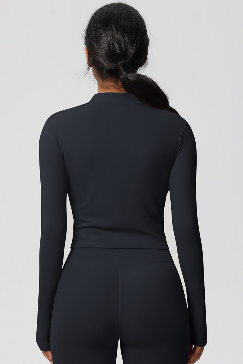 Women's round neck front zipper sports jacket