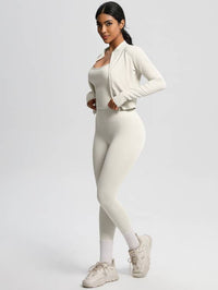 Women Activewear Set:Slim Fit Sports Bra+Zip Jacket+Leggings