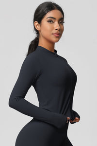 Women's round neck front zipper sports jacket