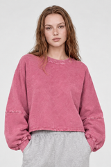 Womens Vintage Washed Cropped Crewneck Sweatshirt
