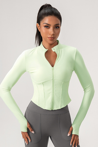 Women’s Stand-Collar Panelled Slim-Fit Athletic Jacket