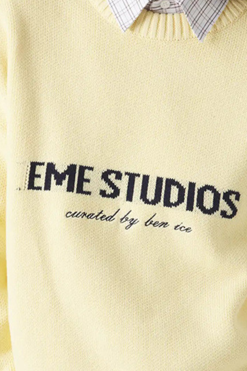 Letter-patterned jacquard sweater