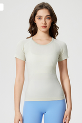 Women Seamless Round Neck Short Sleeve Sport T-Shirt