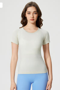Women Seamless Round Neck Short Sleeve Sport T-Shirt