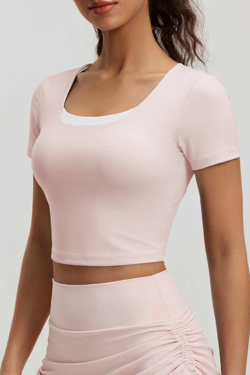 Women's Butterfly Back Padded Cropped Breathable T-shirt