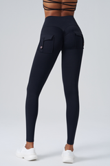 Women’s Cargo-Pocket Pleated Buttocks Lift Sports Leggings