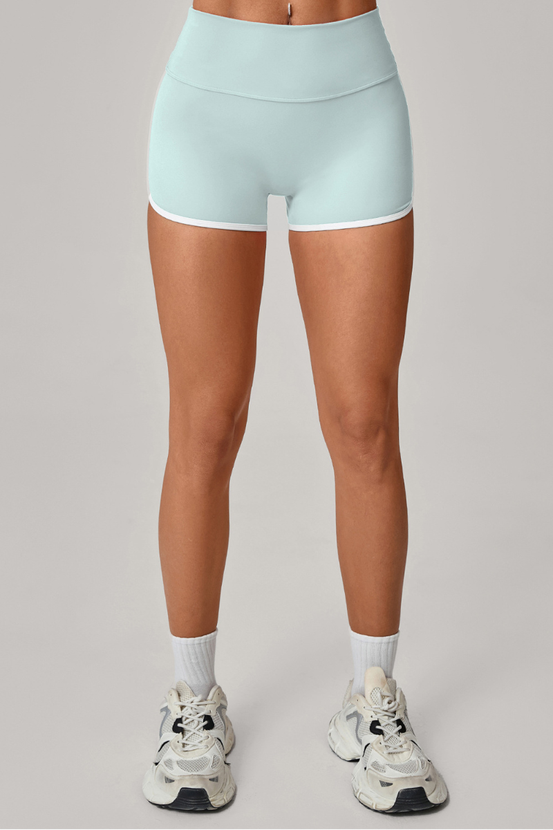 Color-contrast patchwork yoga shorts