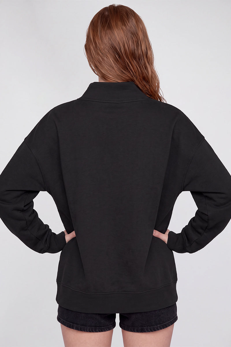 Women's Fall Fleece Mock Neck Sweatshirt with Side Neck Slit