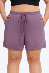 Plus Size Women's Drawstring Waist Loose-Fit Athleisure Shorts