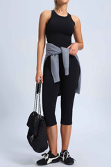 Women Sport Sets:Cut Out Tank Top And Capri-Length Leggings