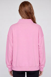 Women's Fall Fleece Mock Neck Sweatshirt with Side Neck Slit