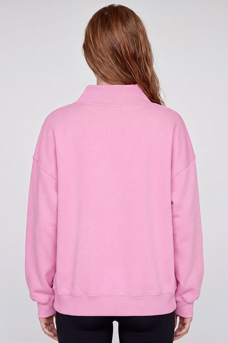 Women's Fall Fleece Mock Neck Sweatshirt with Side Neck Slit