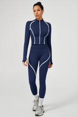 Women's Seamless Color-Block Jacket & Yoga Legging Two-Piece Set