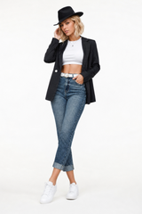 Women's High Waist Stretch slim Straight Leg Jeans