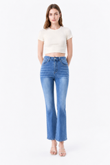 Women's High Waist Stretch Embroidered Pockets Flare Jeans