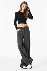Women’s Washed Baggy Wide Leg Jeans