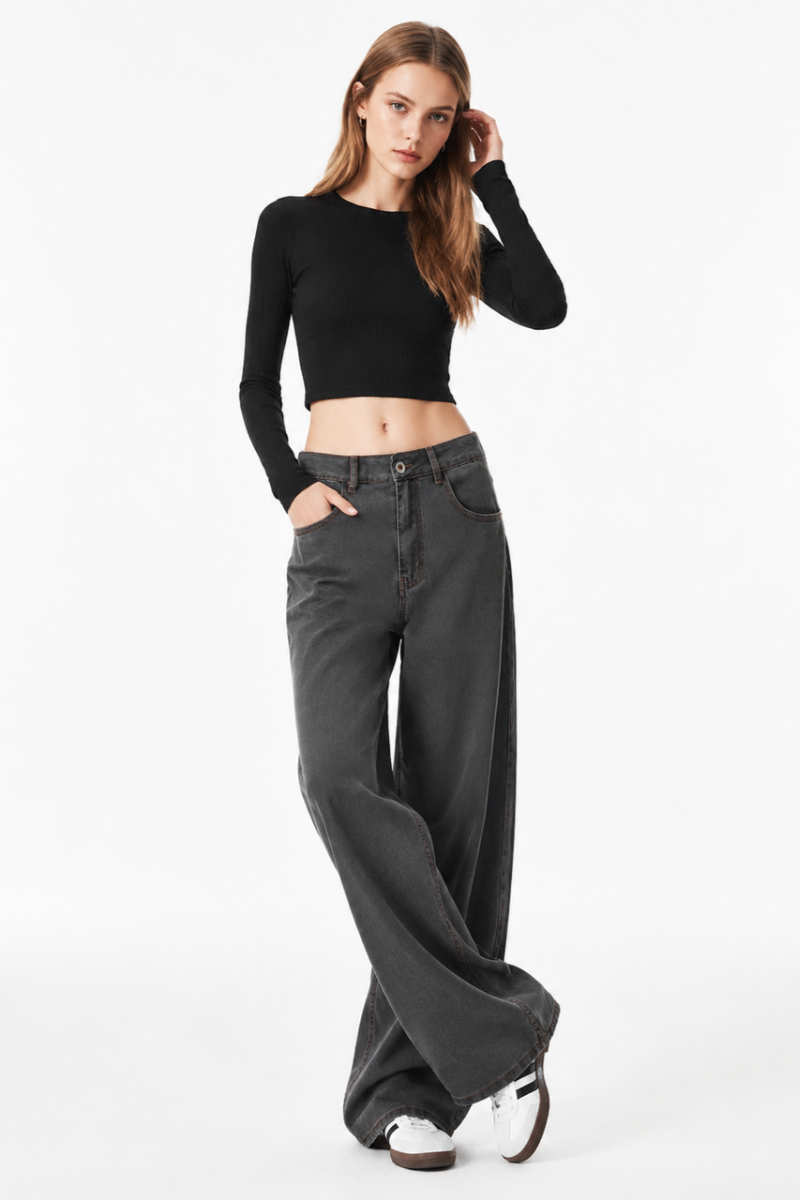 Women’s Washed Baggy Wide Leg Jeans