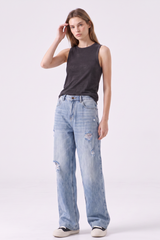 Women's Fall Fashion High Waist Ripped Wide Leg Jeans