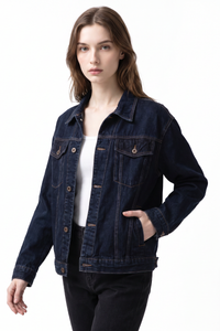 Women's Fall Classic Original Blue Button Front Denim Jacket
