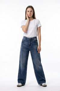 Women's Vintage Wash High Waist Straight Leg Jeans