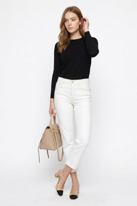 Women's High Waist Slim Fit Cropped Straight-Leg Jeans