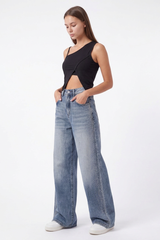 Women's Fall Side Hotfix Rhinestone Embellishment Jeans