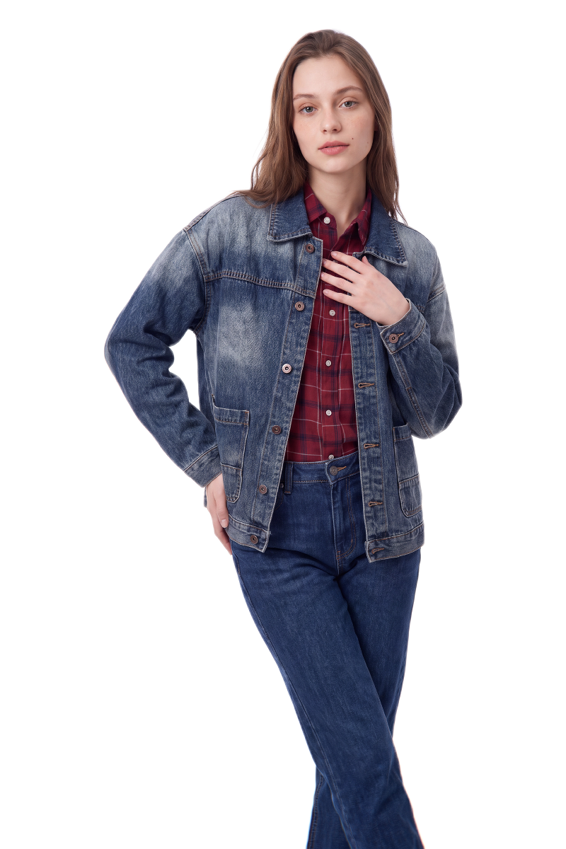 Women's Vintage Wash Relaxed Denim Jacket