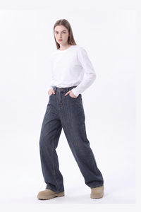 Women's 100% Cotton Vintage Relaxed-Fit Wide Leg Jeans