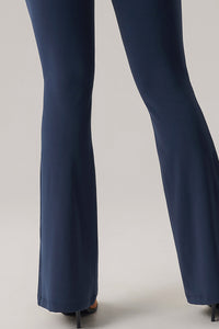 Women U-Neck Open-Back Sculpting Flared Pants Yoga Bodysuit