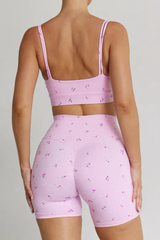 Women's Cherry Print Cami Sports Shorts