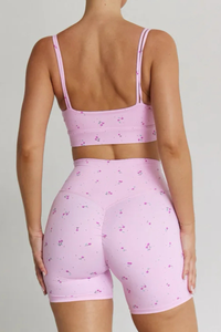 Women's Cherry Print Cami Sports Shorts