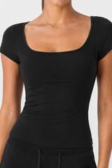 Women’s Summer Square Neck Form-Fitting Pilates T-shirt