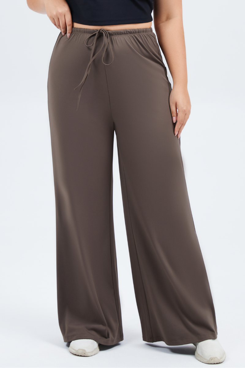 Plus Size Women's Drawstring Waist Loose-Fit Yoga Wide-Leg Pants
