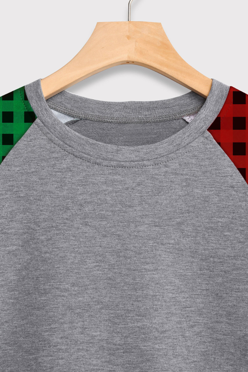 Women's Fall Festival Plaid Color Block Raglan Pullover