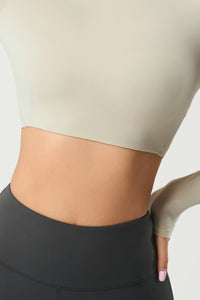 Women Slim-Fit Crop Naked-Feel Long Sleeve Yoga & Running Sportswear Top