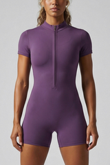 Women's Athletic High Elastic Half Zipper Yoga Jumpsuit