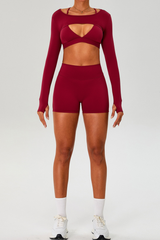 Women's Set:Cross Back Triangle Cup Bra & Tank Top & Shorts