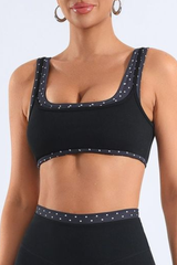 Women's Polka Dot Colorblock Two-Piece Look Wide Strap Bra