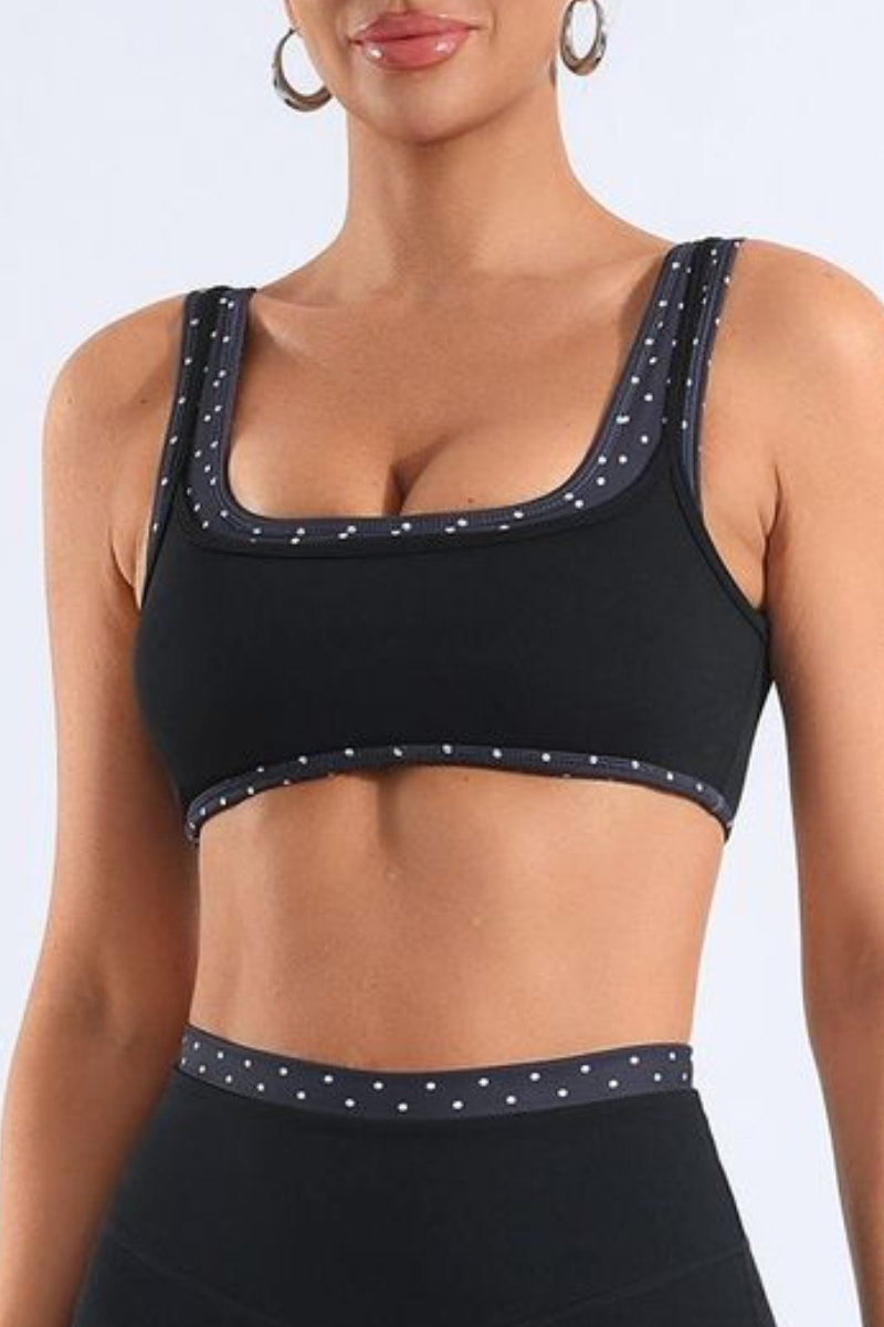 Women's Polka Dot Colorblock Two-Piece Look Wide Strap Bra