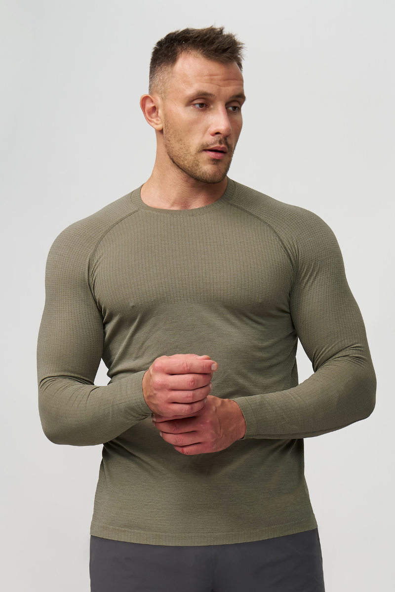 Men's Seamless Quick-Dry Athletic Long Sleeve T-shirt